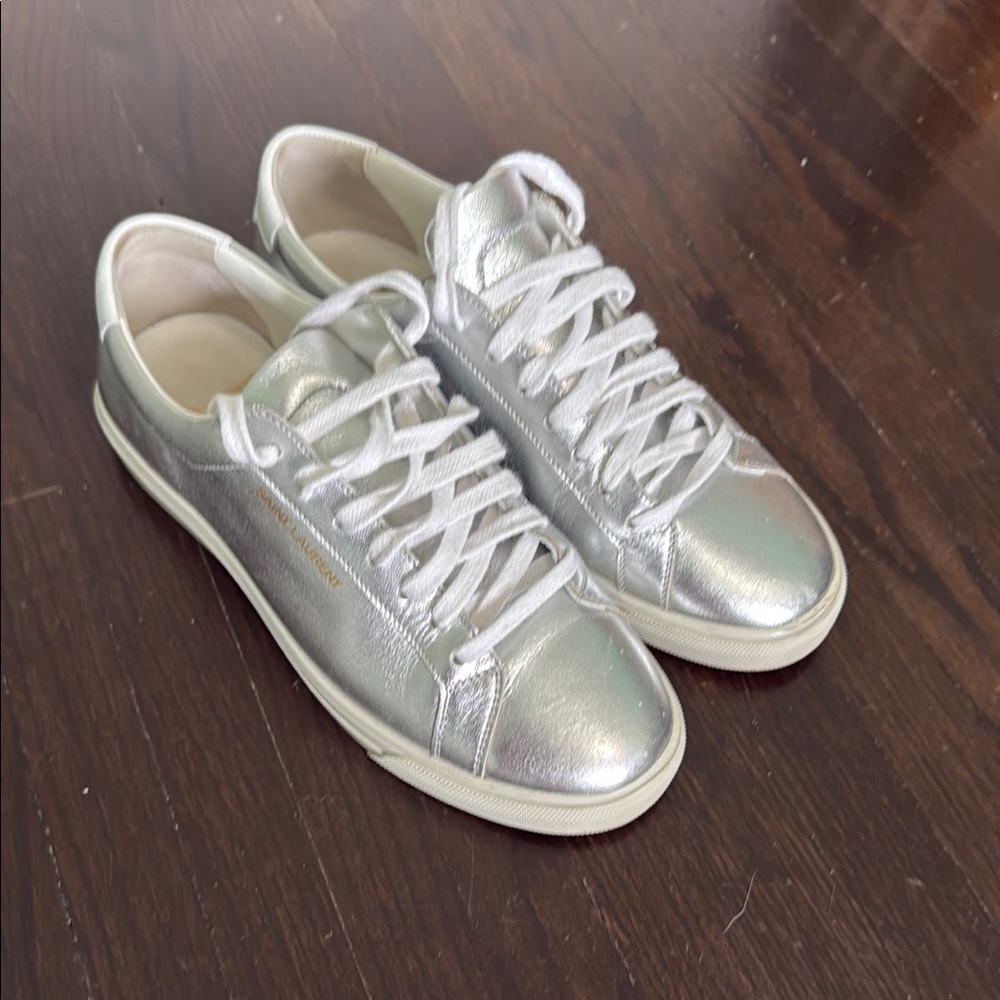 Saint Laurent Silver Sneakers Minimalist Design
